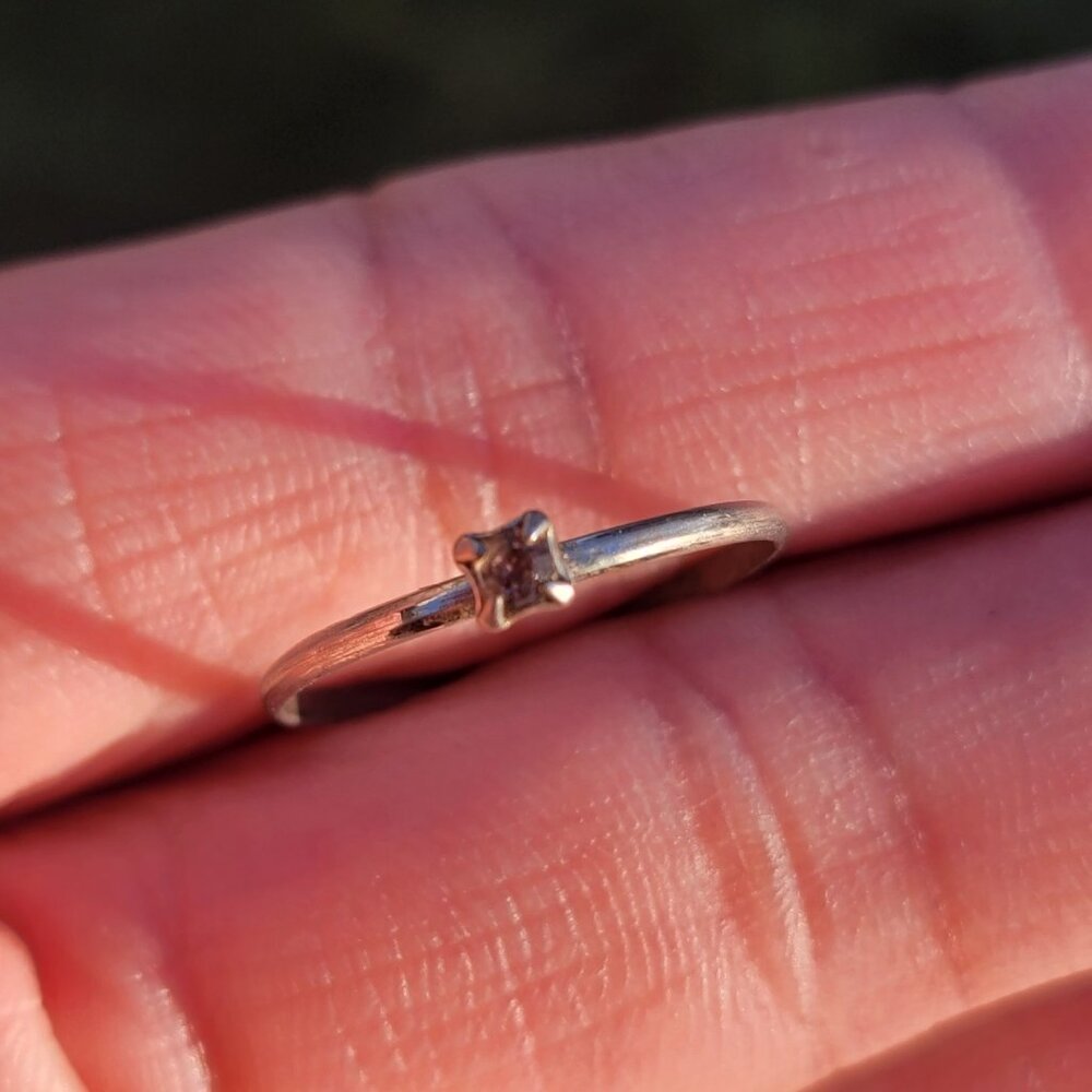 Dainty minimalist smoky topaz stamped STER silver ring - Picture 8 of 15